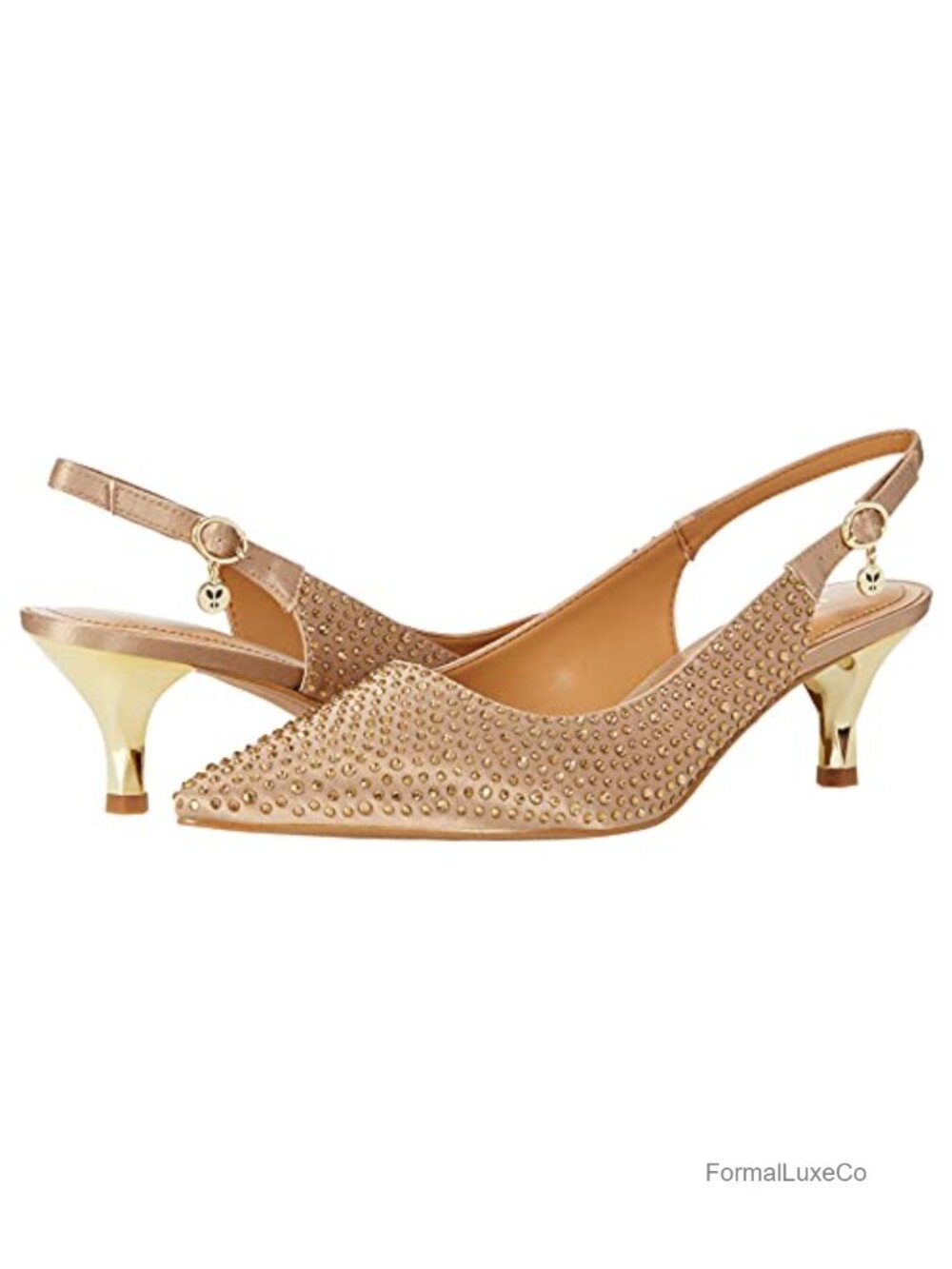 Slingback Pumps Rhinestone Kitten Heel Evening Shoes Dance